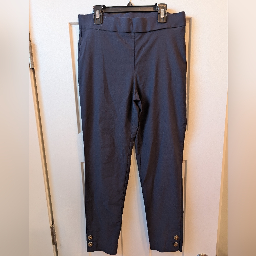 Counterparts Women's Navy Dress Pants with Ankle Button Detail